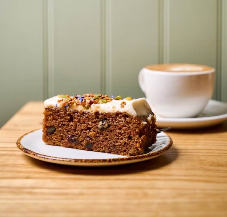 A vegan carrot cake at Edinburgh Castle