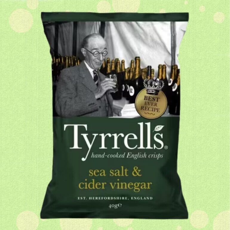 A packet of Tyrrells in sea salt and cider vinegar flavour