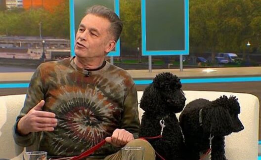 Chris Packham appearing with his vegan dogs on ITV show Good Morning Britain