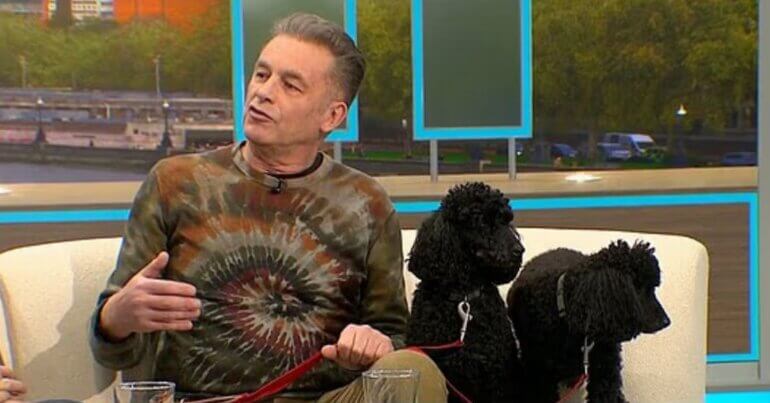 Chris Packham appearing with his vegan dogs on ITV show Good Morning Britain