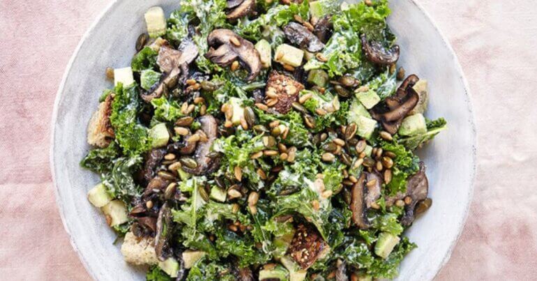 A vegan kale salad from Deliciously Ella