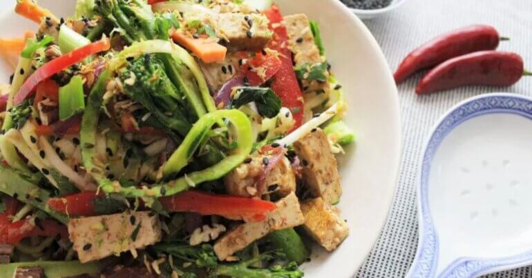A vegan pad Thai salad