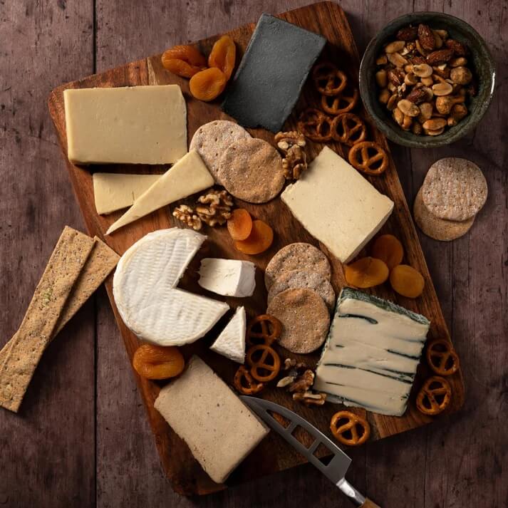 Vegan cheese from La Fauxmagerie on a cheeseboard