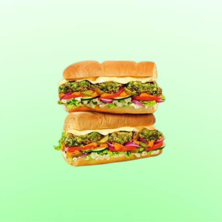 A Subway vegan falafel sandwich