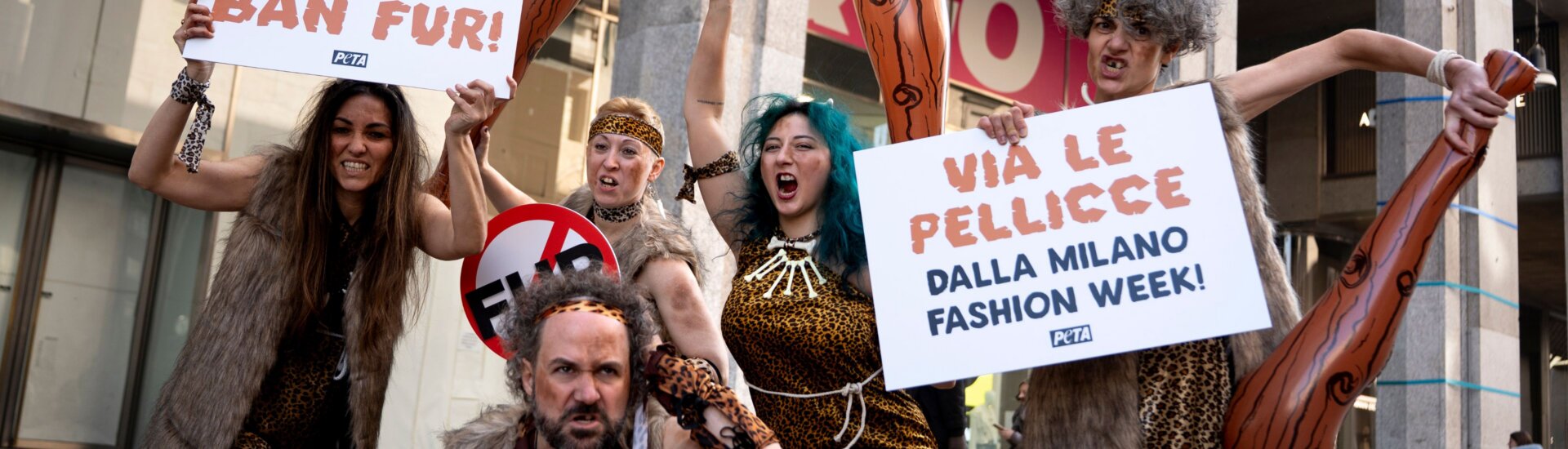 Activists protesting at Milan Fashion Week