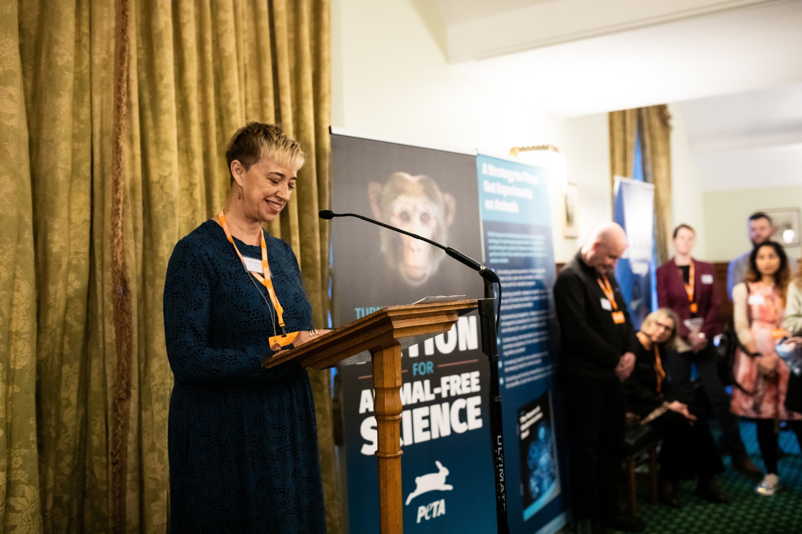 Carol Treasure, XCellR8, speaking at PETA's parliamentary event on ending experiments on animals