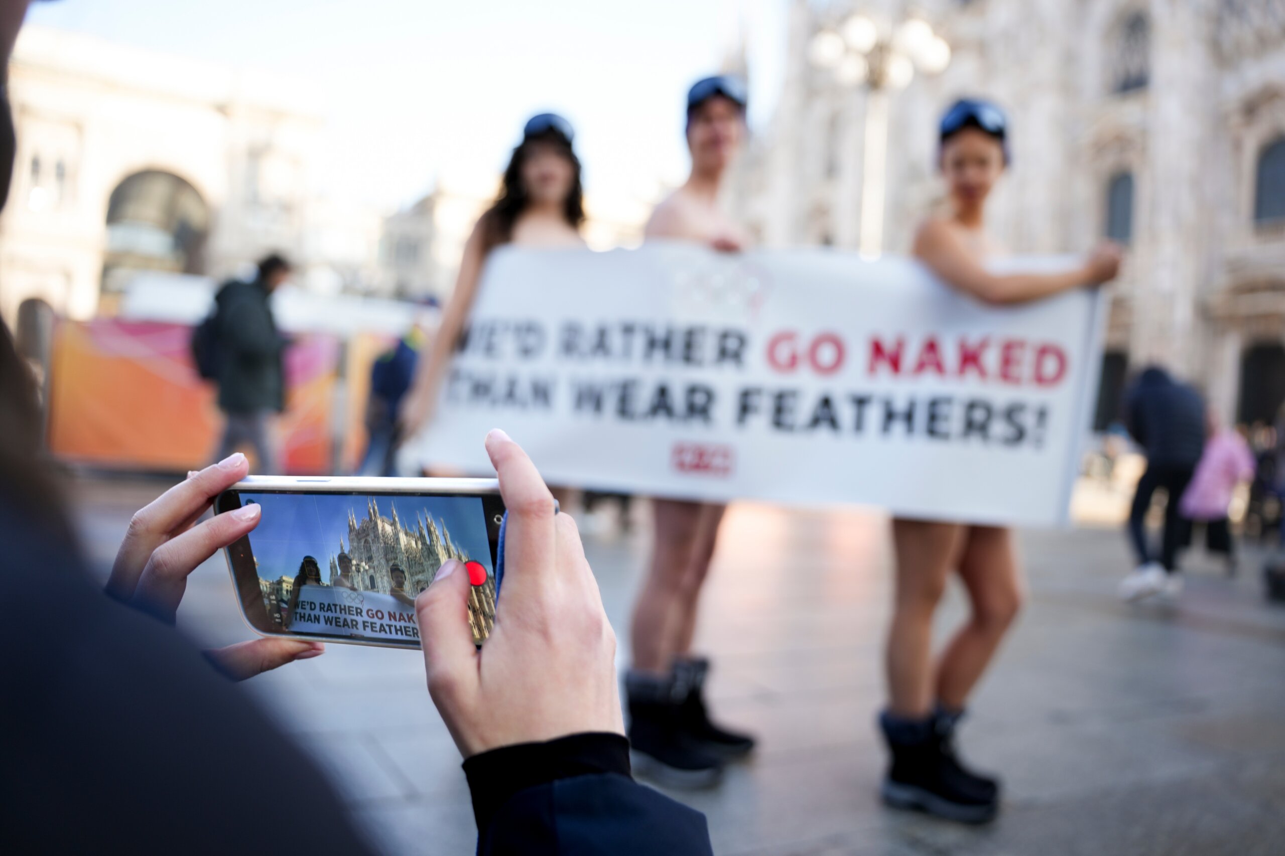 PETA protestors at the winter Olympics