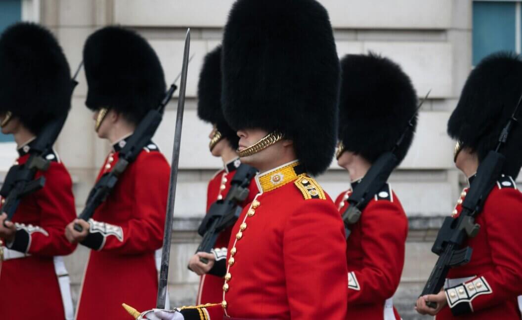 The King's Guard wearing bearskin caps