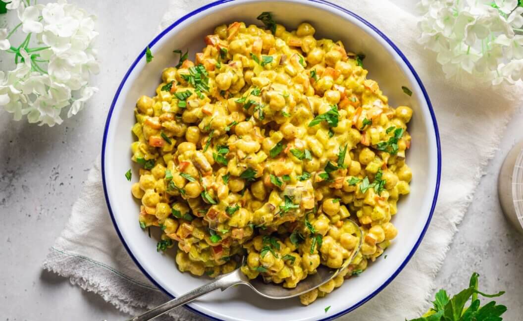 A vegan curried chickpea salad