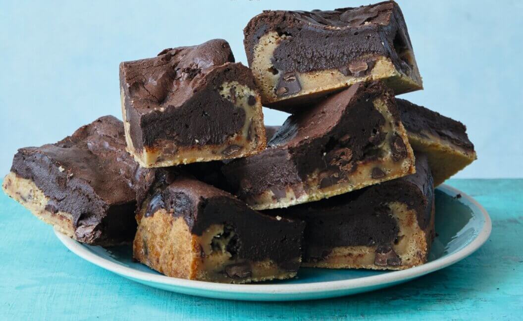 A tray of brookies from Freya Cox's vegan cookbook
