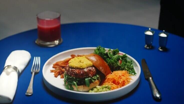 A vegan burger from a PETA video on Ian Machado Garry's diet
