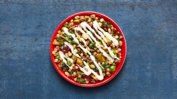 A Hearty Grains bowl, one of the Nando's vegan sides