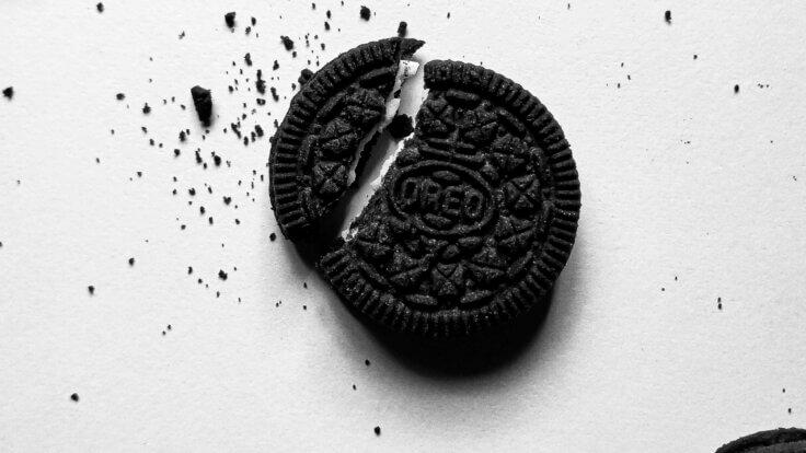 A vegan Oreo on a table