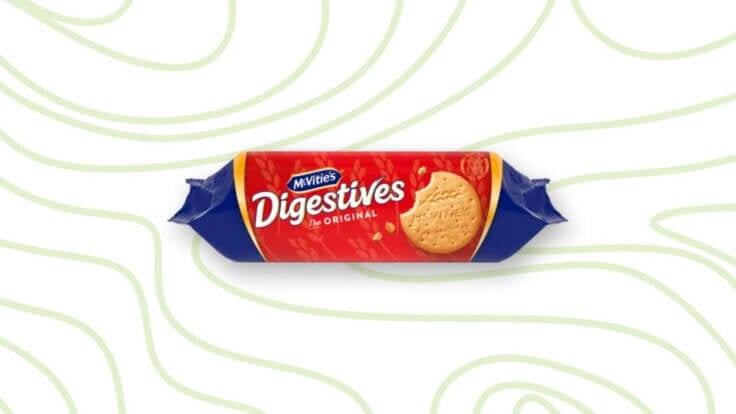 A packet of vegan Digestives