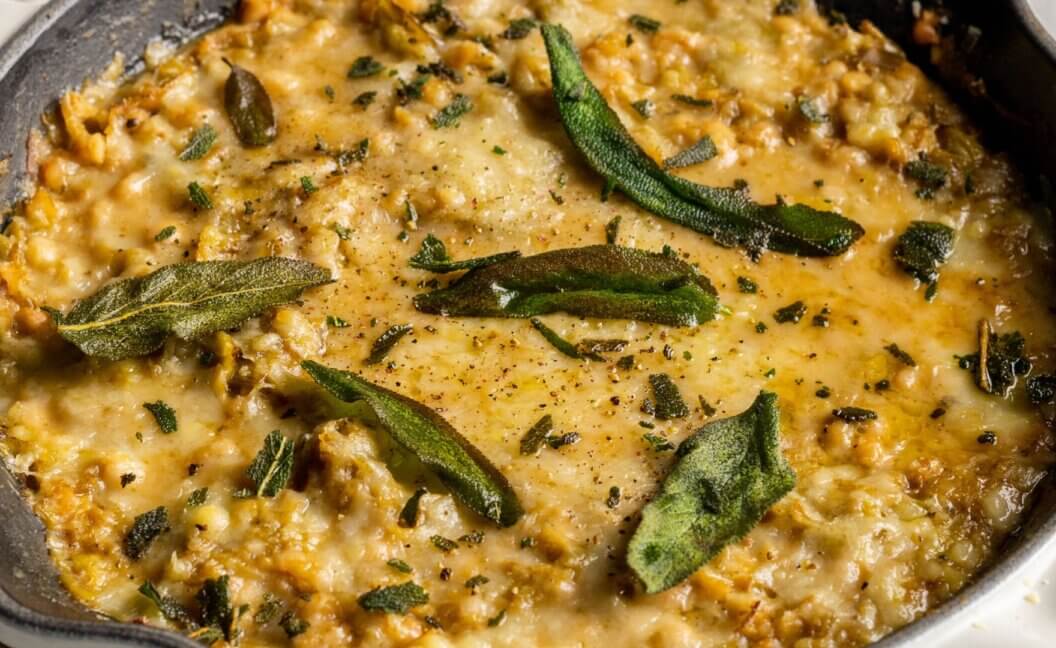 A cheese and bean skillet from Romy London
