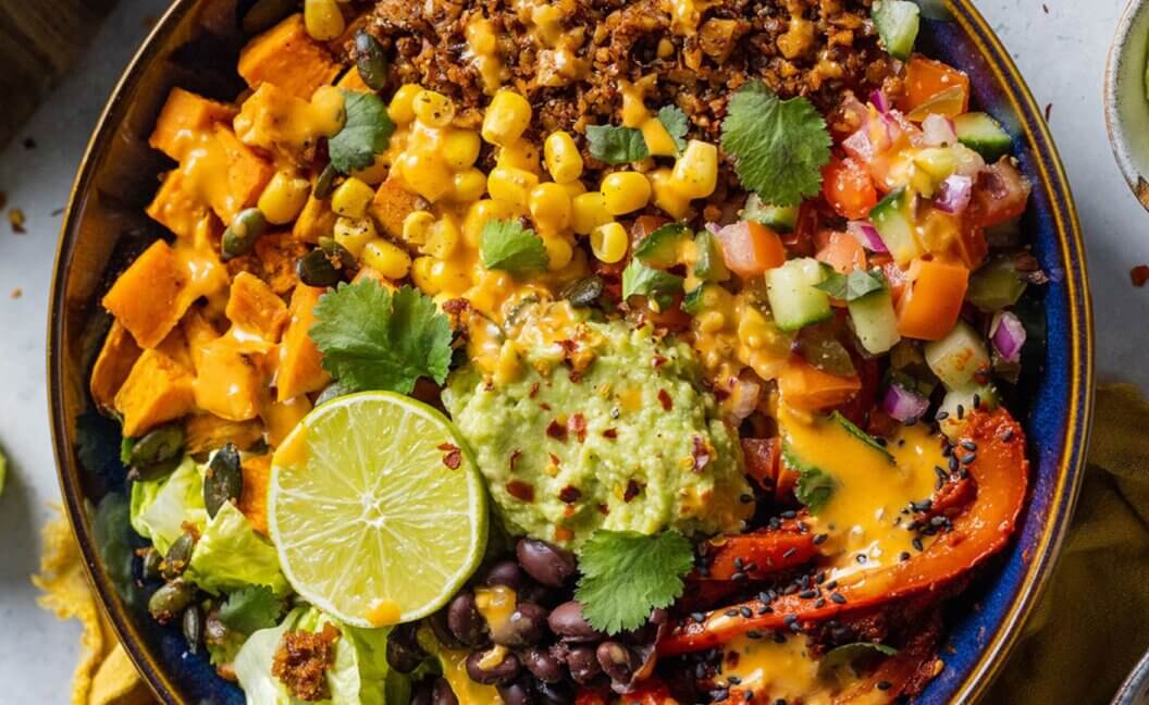 A vegan walnut mince burrito bowl from Romy London
