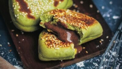 Vegan Chocolate Custard Matcha Buns