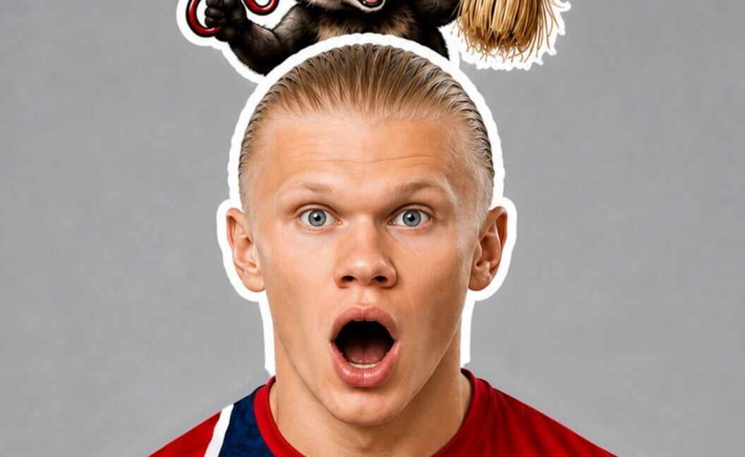 A close-up of Erling Haaland's face as part of a new Halloween costume from PETA